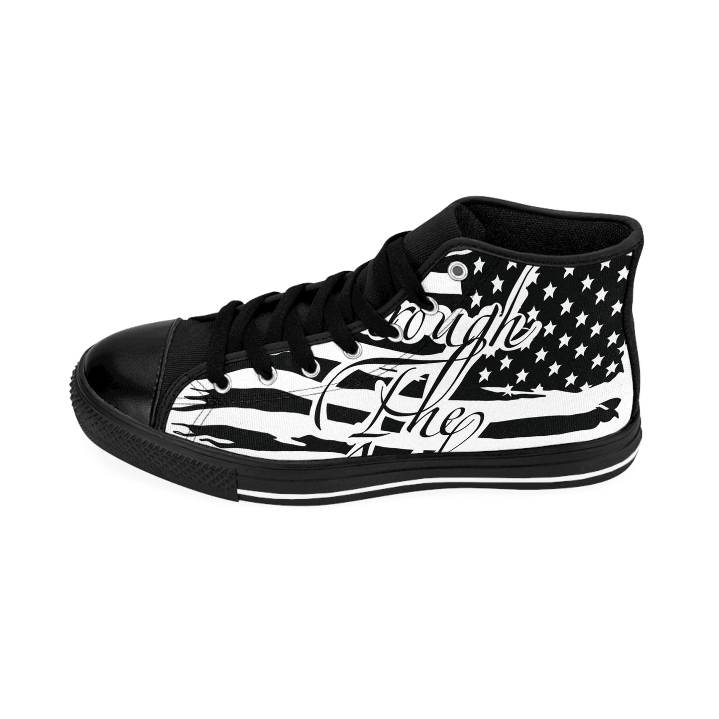 High-Top Sneakers — American Flag & Sunrise Graphic from Darrell Wickline